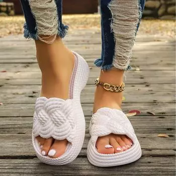 Мягкие толстые подошвы шлепанцы женские шлепанцы Eva нескользящие тапочки Cloud женские летние тапочки для ванной на толстой подошве 2024 года сандалии 36-37 белый