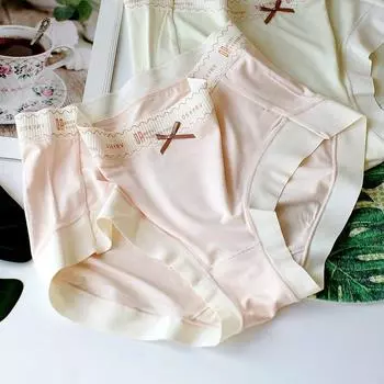 Мягкие трусы со средней талией, женские треугольные трусики, высокая эластичность, удобное нижнее белье, дышащие нижние брюки с бантом для девочек One Size