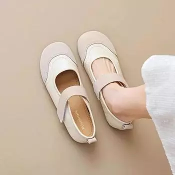 Мягкие туфли Мэри Джейн на липучке, женские летние туфли на плоской подошве, туфли из сои, женские туфли большого размера 41–43, модные и удобные 35 коричневый