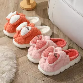 Мягкие удобные повседневные домашние тапочки с бантом 36-37