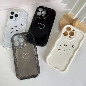 Мягкие волнистые чехлы для телефонов N83 Heart and Leaf art для iPhone 14 Pro Max 13 mini 15 Plus XR 7 8 6 XS Max 12 11, защитный чехол-бампер for iPhone 15 Pro Max