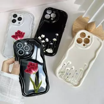 Мягкие волнистые чехлы для телефонов N93 с пионом для Samsung A54 A34 A13 A14 S23 S24 Ultra Xiaomi Redmi Note 13 12C Realme Infinix, защитный бампер Samsung A02/M02