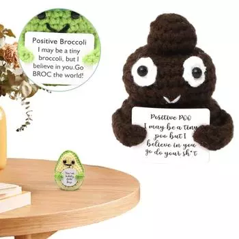 Мягкие вязаные игрушки с картой, забавная позитивная игрушка, креативные вдохновляющие куклы для вязания крючком, декор для вечеринки по случаю дня рождения