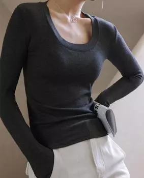 Мягкие вязаные женские топы с длинными рукавами в рубчик, однотонные футболки в стиле Харадзюку, корейские блузки, женские базовые футболки XL коричневый