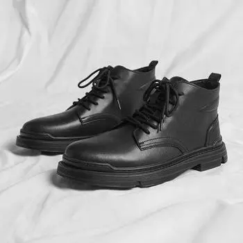 Мягкие замшевые кожаные ботинки челси, мужские ботильоны высшего качества, весенние массивные ботинки, мужские туфли на плоской подошве, высокие ботинки большого размера, женские ботинки 38 чёрный