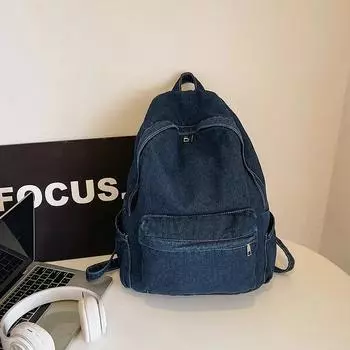 Мягкие женские джинсовые рюкзаки, повседневные модные сумки, базовый стиль, внутренний карман на молнии, высокое качество, новые