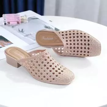 Мягкие женские сандалии, пляжная обувь, тапочки, туфли на среднем каблуке, обувь в корейском стиле, нескользящая обувь на платформе, Zapatos De Mujer 36 чёрный