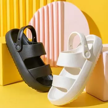 Мягкие женские тапочки на платформе, бытовые нескользящие шлепанцы на толстой подошве, мягкие шлепанцы, сандалии на открытом воздухе, пляжные шлепанцы 38-39 бежевый