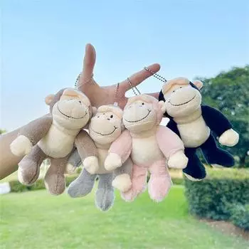 Мягкие животные, обезьяна, брелок для ключей, плюшевая кукла, орангутанг, плюшевая игрушка, брелок в виде орангутана, сумка, подвеска серый