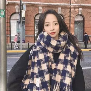 Мягкие зимние кашемировые шарфы, накидки с кисточками, утолщенные клетчатые шерстяные шарфы для женщин/мужчин чёрный