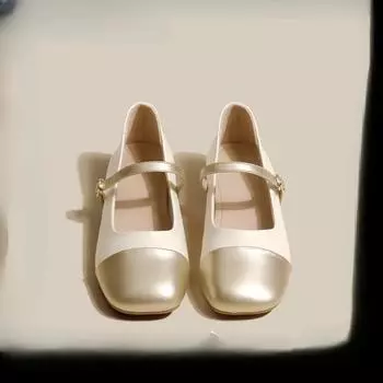 Мягкие золотые одинарные туфли Женские летние туфли Туфли Мэри Джейн Модные и удобные 35 бежевый