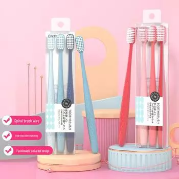 Мягкие зубные щетки со спиральной щетиной для защиты десен (3-Pack) с кристальным корпусом