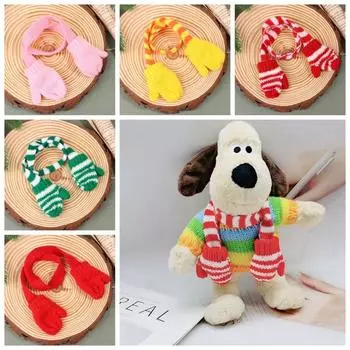 Мягкий 1:12 Кукольная одежда Шарф на шею Зимние аксессуары для кукол Шарф с перчатками для миниатюрных кукол Девочки красный/белый