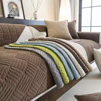 Мягкий бархатный чехол для дивана на 1/2/3 места для гостиной, стеганый чехол для мебели, нескользящий для зимы 70x70cm 1pc