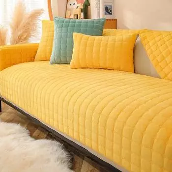 Мягкий бархатный чехол для дивана, противоскользящий чехол для дивана для гостиной, модный однотонный плотный фланелевой плюшевый диван-полотенце 70x70cm 1pc