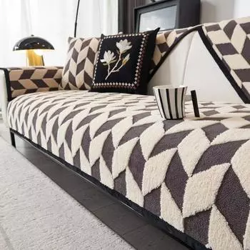 Мягкий бархатный диван осень зима новый утолщенный коврик для сидения противоскользящий чехол для дивана легкий роскошный роскошный премиум чехол ткань 70x70cm чёрный