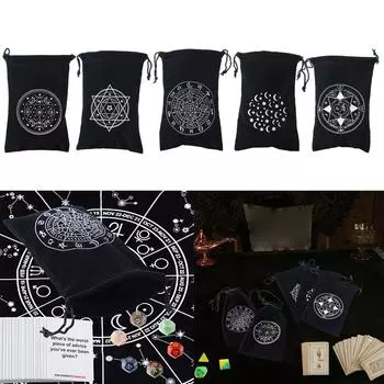 Мягкий бархатный мешочек для хранения игральных костей, сумка для хранения ювелирных изделий, держатель для карт Таро с завязками, сумка для хранения ювелирных изделий из карт Таро C