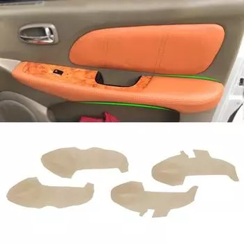 Мягкий бежевый кожаный чехол на дверной подлокотник для Hyundai Sonata 2004 2005 2006 2007 2008, автомобильный Стайлинг, 4 шт., накладка на дверной подлокотник
