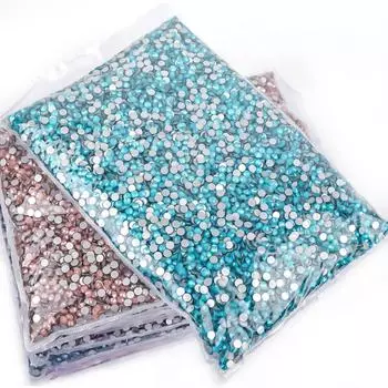 Мягкий Биг Бэг Плоское Дно Мокка Алмазное Стекло Стразы Ногти Алмаз DIY Стразы Ювелирные Изделия Ногти Алмазные Аксессуары SS6 #14400 pcs/pack