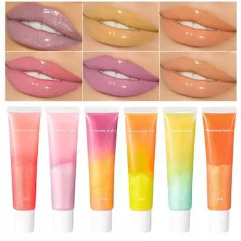 Мягкий блеск для губ в тюбике, блеск для губ, цветной блеск для губ, увлажняющее и питательное масло для губ, блеск для губ, меняющий цвет радуги, сияющий One Size
