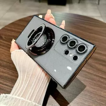 Мягкий блестящий силиконовый чехол TPU для Samsung Galaxy S24 Ultra S22 23 Plus S21 FE S20 Note 20 Ultra с кольцом и магнитной подставкой-держателем, задняя крышка Samsung S24 ultra синий