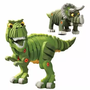 Мягкий блок-пазл серии динозавров Brocco Tyranno Tricera &