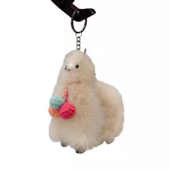 Мягкий брелок для ключей из натурального меха альпаки с пушистой текстурой, ручная работа перуанских мастеров, очень милый подарок, гипоаллергенный, милый аксессуар для взрослых
