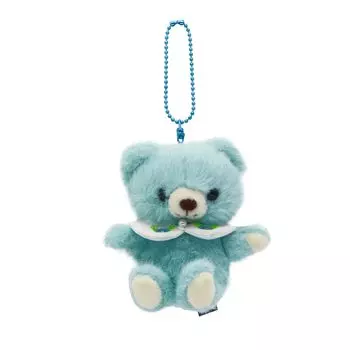 Мягкий брелок для ключей Takeoff Bear Cub Drop в стиле ретро с милой цветочной вышивкой на воротнике в синей коробке [музыка включена] синий
