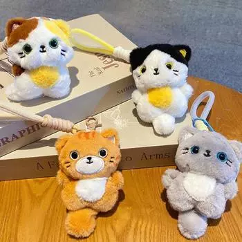 Мягкий брелок для ключей в виде животного в виде кошки, брелок для ключей в виде кошки, студент Style 4