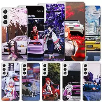 Мягкий чехол Anime Girl JDM Sports Car Drift для Samsung Galaxy M12 M21 M30S M31 M32 M51 M52 Phone Cover Note 8 9 10 + 20 Ultra J4 Samsung M11