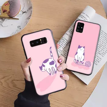 Мягкий чехол B101 с цветным котом для iPhone 11 12 13 14 15 Pro Max Samsung S22 S23 S24 FE Ultra Xiaomi Redmi Note VIVO V27 Realme C21 OPPO Reno 8