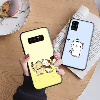 Мягкий чехол B130 Cartoon cat для iPhone 11 12 13 14 15 Pro Max Samsung S22 S23 S24 FE Ultra Xiaomi Redmi Note VIVO V27 Realme C21 OPPO Reno 8
