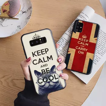 Мягкий чехол B188 Keep Calm для iPhone 11 12 13 14 15 Pro Max Samsung S22 S23 S24 FE Ultra Xiaomi Redmi Note VIVO V27 Realme C21 OPPO Reno 8
