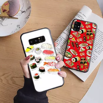 Мягкий чехол B192 Sushi для iPhone 11 12 13 14 15 Pro Max Samsung S22 S23 S24 FE Ultra Xiaomi Redmi Note VIVO V27 Realme C21 OPPO Reno 8