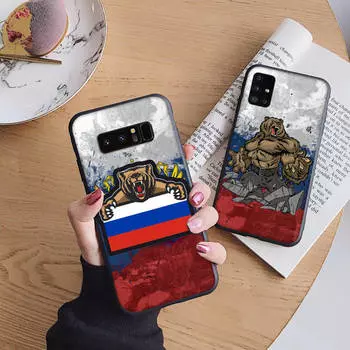 Мягкий чехол B19 Russian Bear для iPhone 11 12 13 14 15 Pro Max Samsung S22 S23 S24 FE Ultra Xiaomi Redmi Note VIVO V27 Realme C21 OPPO Reno 8