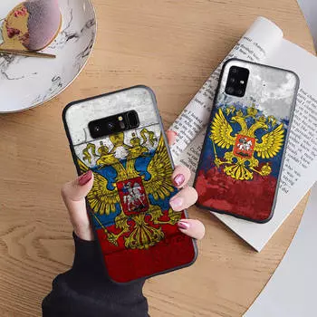 Мягкий чехол B20 с российским флагом для iPhone 11 12 13 14 15 Pro Max Samsung S22 S23 S24 FE Ultra Xiaomi Redmi Note VIVO V27 Realme C21 OPPO Reno 8