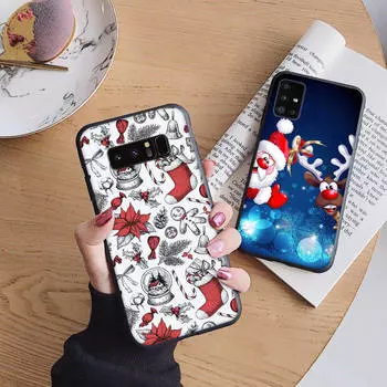 Мягкий чехол B236 с новогодним рождественским принтом для iPhone 11 12 13 14 15 Pro Max Samsung S22 S23 S24 FE Ultra Xiaomi Redmi Note VIVO V27 Realme C21 OPPO Reno 8