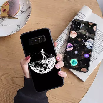 Мягкий чехол B62 moon universe для iPhone 11 12 13 14 15 Pro Max Samsung S22 S23 S24 FE Ultra Xiaomi Redmi Note VIVO V27 Realme C21 OPPO Reno 8