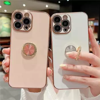 Мягкий чехол-держатель с кольцом для iPhone 14 13 12 11 Pro Max 13pro 14 Plus 14, противоударный бампер, гальваническая задняя крышка Ring Holder