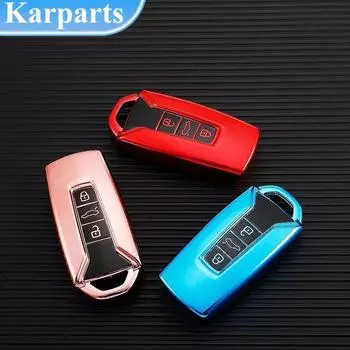 Мягкий чехол для автомобильных ключей из ТПУ с 3 кнопками для Volkswagen Touareg 2018-2021, умный дистанционный ключ, полный защитный держатель на 360° красный