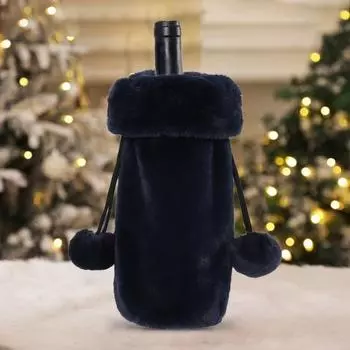Мягкий чехол для бутылки вина из искусственного меха с завязками на шнурке, чехол для бутылки вина, можно стирать белый