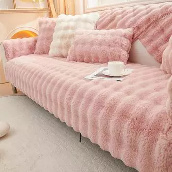 Мягкий чехол для дивана для гостиной, теплый зимний диван, полотенце, универсальный нескользящий коврик для дивана, одеяло для дивана, подушка для дивана, утолщенный кролик 70x70