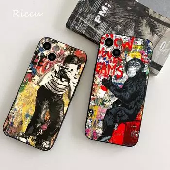 Мягкий чехол для iPhone 14 Banksy Graffiti Art с абстрактным рисунком для Iphone 14 11 12Pro 8 7 Plus X 13Pro MAX SE2020 XR XS Чехлы iphone 14 plus