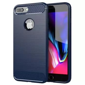 Мягкий чехол для iPhone 8Plus из углеродного волокна TPU, прочная противоударная задняя крышка для iPhone 7 plus, силиконовый чехол с полной защитой for iPhone 7 Plus чёрный