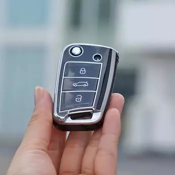 Мягкий чехол для ключей из ТПУ, чехол-держатель для брелка, протектор для VW Polo Skoda Octavia A7 Kodiaq Seat Ateca Leon Golf 7 MK7 VII Tiguan фиолетовый