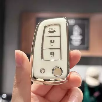 Мягкий чехол для ключей из ТПУ, защитный чехол для смарт-брелока с дистанционным управлением для Nissan Rogue Select Sport Keyless 2021, для раскладывающихся 3 кнопок чёрный