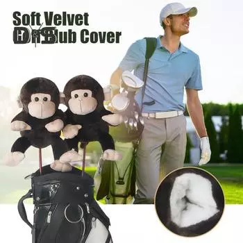 Мягкий чехол для клюшки для гольфа в виде плюшевой обезьяны, чехол для клюшки для гольфа в виде животного, аксессуар для гольфа Driver And Woods коричневый