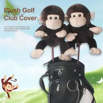 Мягкий чехол для клюшки для гольфа в виде плюшевой обезьяны, чехол для клюшки для гольфа в виде животного, аксессуар для гольфа Driver And Woods коричневый