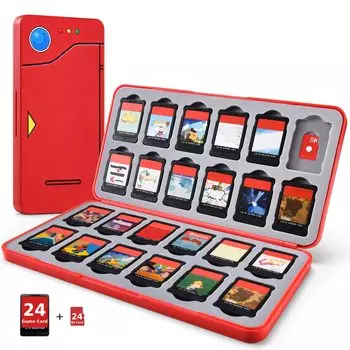 Мягкий чехол для переключателей FUNLAB Мягкий чехол для хранения, вмещает 24 карты переключателей и 24 карты памяти SD Изготовлен из легко пылезащищенных переключателей, PVE,