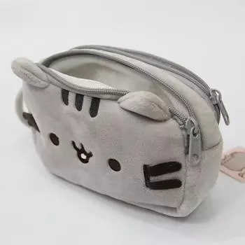Мягкий чехол для ручки, симпатичная сумка для ручек-кошек, многоцелевая косметичка, пенал, портативная сумка, маленькая сумка для хранения серый